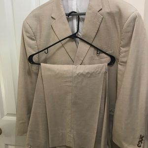 2 piece birds eye khaki suit